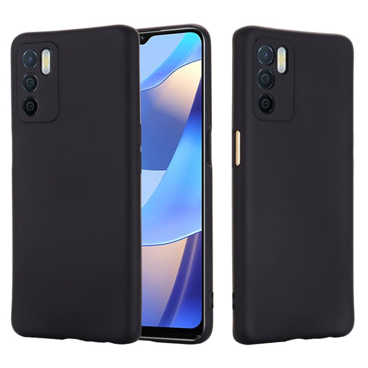 For OPPO A16 / A16S Foreign Version Solid Color Liquid Silicone Shockproof Full Coverage Protective Case(Black) by buy2fix