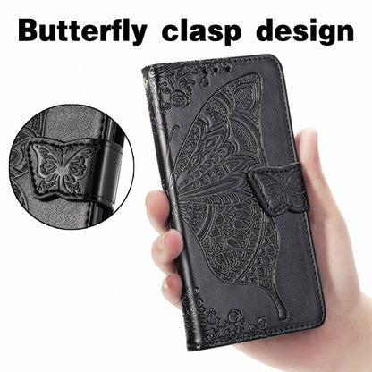 For Motorola Moto Edge 20 Lite Butterfly Love Flower Embossed Horizontal Flip Leather Case with Holder & Card Slots & Wallet & Lanyard(Black) by buy2fix