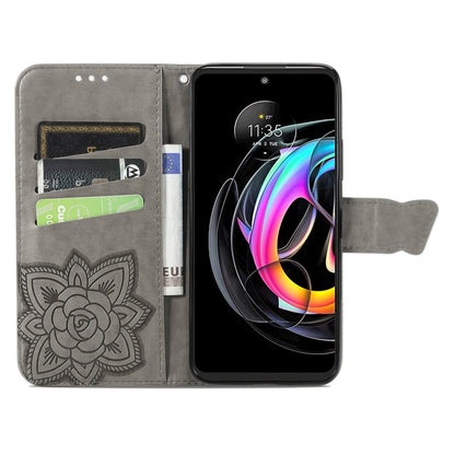 For Motorola Moto Edge 20 Lite Butterfly Love Flower Embossed Horizontal Flip Leather Case with Holder & Card Slots & Wallet & Lanyard(Gray) by buy2fix