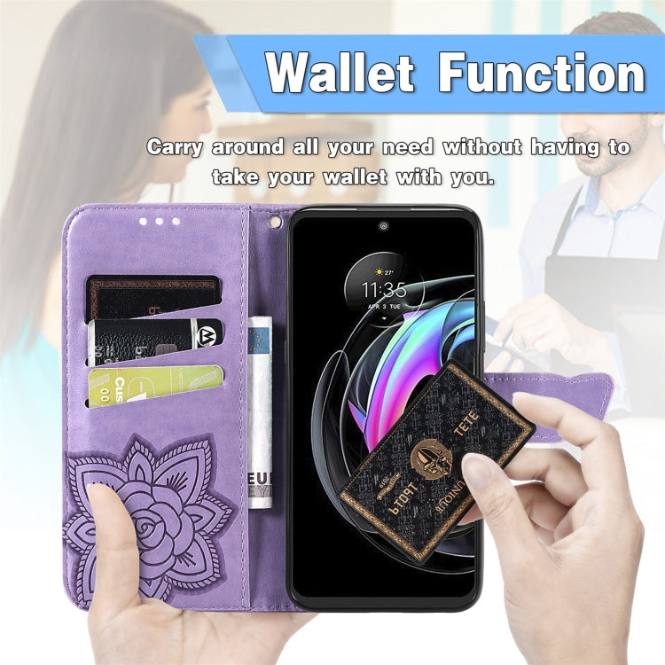 For Motorola Moto Edge 20 Lite Butterfly Love Flower Embossed Horizontal Flip Leather Case with Holder & Card Slots & Wallet & Lanyard(Light Purple) by buy2fix