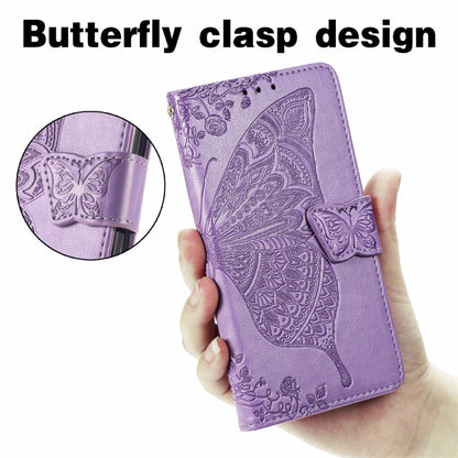For Motorola Moto Edge 20 Lite Butterfly Love Flower Embossed Horizontal Flip Leather Case with Holder & Card Slots & Wallet & Lanyard(Light Purple) by buy2fix