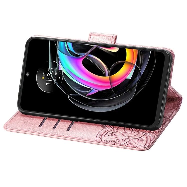 For Motorola Moto Edge 20 Lite Butterfly Love Flower Embossed Horizontal Flip Leather Case with Holder & Card Slots & Wallet & Lanyard(Rose Gold) by buy2fix
