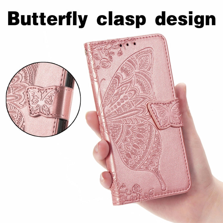 For Motorola Moto Edge 20 Lite Butterfly Love Flower Embossed Horizontal Flip Leather Case with Holder & Card Slots & Wallet & Lanyard(Rose Gold) by buy2fix