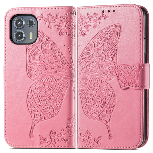 For Motorola Moto Edge 20 Lite Butterfly Love Flower Embossed Horizontal Flip Leather Case with Holder & Card Slots & Wallet & Lanyard(Pink) by buy2fix