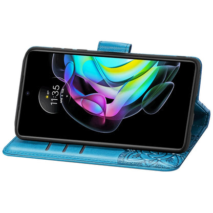 For Motorola Moto Edge 20 Butterfly Love Flower Embossed Horizontal Flip Leather Case with Holder & Card Slots & Wallet & Lanyard(Blue) by buy2fix