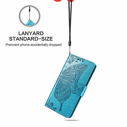 For Motorola Moto Edge 20 Butterfly Love Flower Embossed Horizontal Flip Leather Case with Holder & Card Slots & Wallet & Lanyard(Blue) by buy2fix