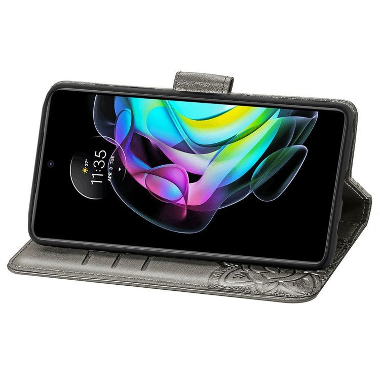 For Motorola Moto Edge 20 Butterfly Love Flower Embossed Horizontal Flip Leather Case with Holder & Card Slots & Wallet & Lanyard(Gray) by buy2fix