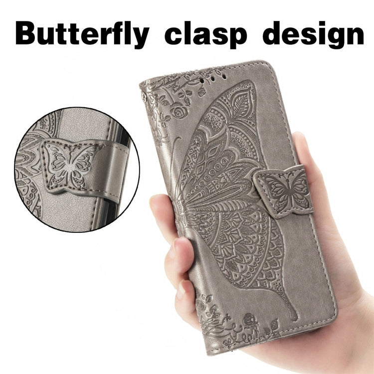 For Motorola Moto Edge 20 Butterfly Love Flower Embossed Horizontal Flip Leather Case with Holder & Card Slots & Wallet & Lanyard(Gray) by buy2fix