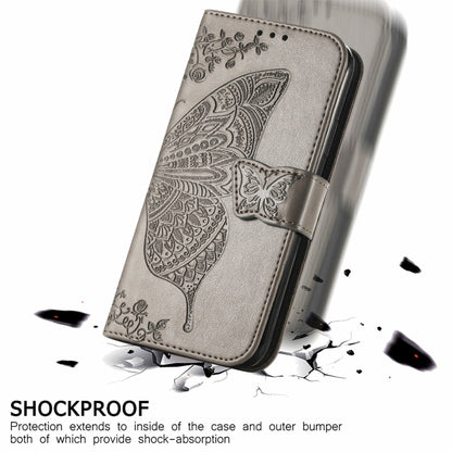 For Motorola Moto Edge 20 Butterfly Love Flower Embossed Horizontal Flip Leather Case with Holder & Card Slots & Wallet & Lanyard(Gray) by buy2fix