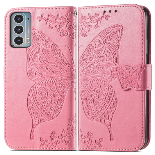 For Motorola Moto Edge 20 Butterfly Love Flower Embossed Horizontal Flip Leather Case with Holder & Card Slots & Wallet & Lanyard(Pink) by buy2fix