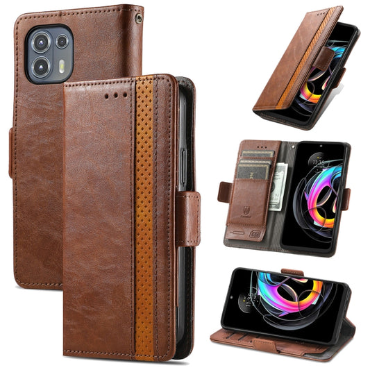 For Motorola Edge 20 Lite CaseNeo Business Splicing Dual Magnetic Buckle Horizontal Flip PU Leather Case with Holder & Card Slots & Wallet(Brown) by buy2fix