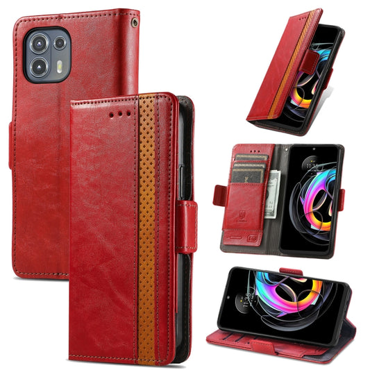 For Motorola Edge 20 Lite CaseNeo Business Splicing Dual Magnetic Buckle Horizontal Flip PU Leather Case with Holder & Card Slots & Wallet(Red) by buy2fix