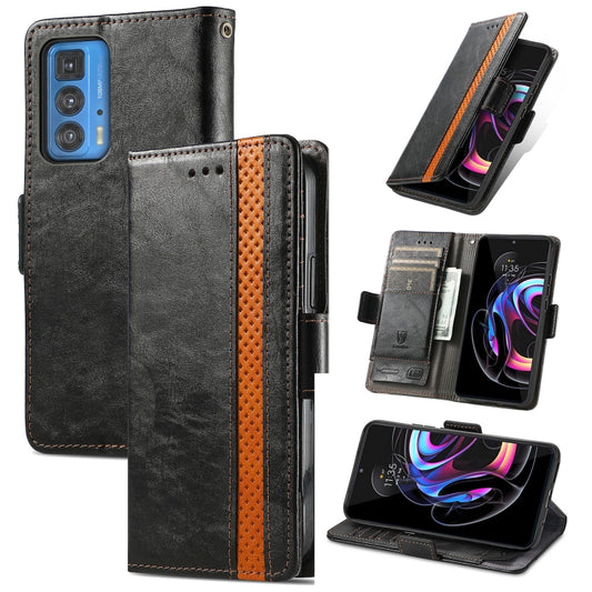 For Motorola Edge 20 Pro CaseNeo Business Splicing Dual Magnetic Buckle Horizontal Flip PU Leather Case with Holder & Card Slots & Wallet(Black) by buy2fix