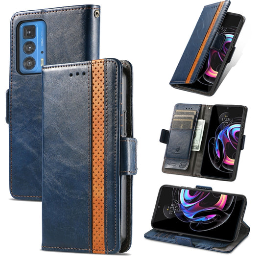 For Motorola Edge 20 Pro CaseNeo Business Splicing Dual Magnetic Buckle Horizontal Flip PU Leather Case with Holder & Card Slots & Wallet(Blue) by buy2fix