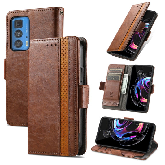 For Motorola Edge 20 Pro CaseNeo Business Splicing Dual Magnetic Buckle Horizontal Flip PU Leather Case with Holder & Card Slots & Wallet(Brown) by buy2fix