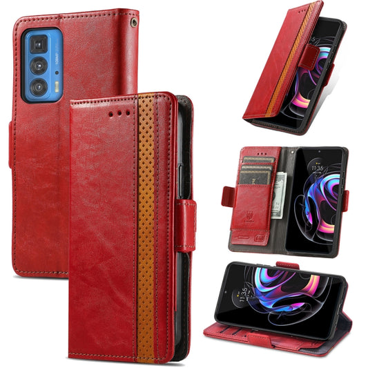 For Motorola Edge 20 Pro CaseNeo Business Splicing Dual Magnetic Buckle Horizontal Flip PU Leather Case with Holder & Card Slots & Wallet(Red) by buy2fix