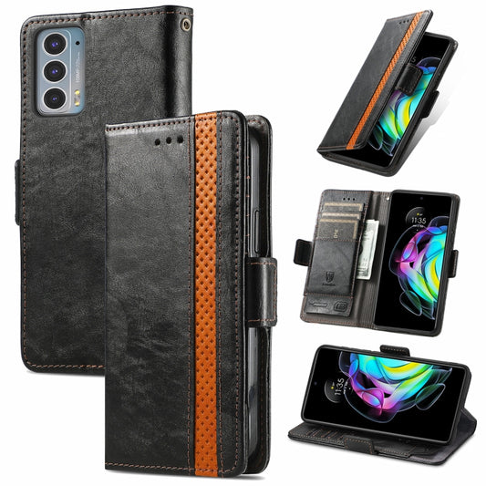 For Motorola Edge 20 CaseNeo Business Splicing Dual Magnetic Buckle Horizontal Flip PU Leather Case with Holder & Card Slots & Wallet(Black) by buy2fix