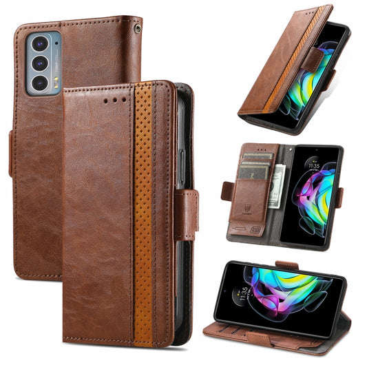 For Motorola Edge 20 CaseNeo Business Splicing Dual Magnetic Buckle Horizontal Flip PU Leather Case with Holder & Card Slots & Wallet(Brown) by buy2fix