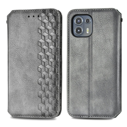 For Motorola Edge 20 Lite Cubic Grid Pressed Horizontal Flip Magnetic PU Leather Case with Holder & Card Slots & Wallet(Grey) by buy2fix