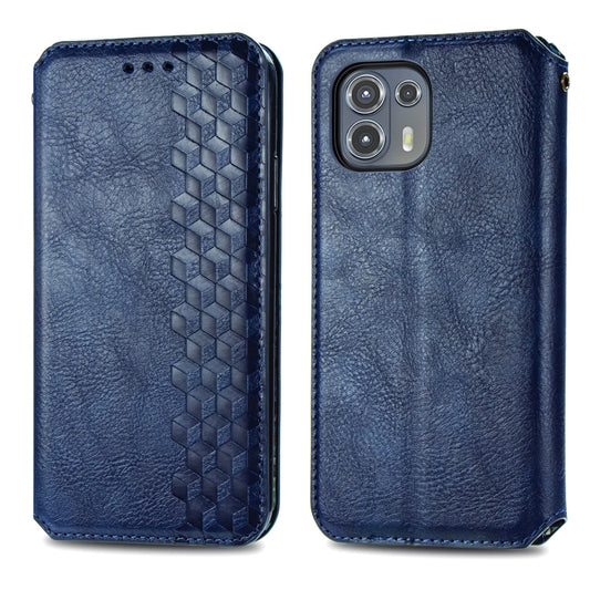 For Motorola Edge 20 Lite Cubic Grid Pressed Horizontal Flip Magnetic PU Leather Case with Holder & Card Slots & Wallet(Blue) by buy2fix