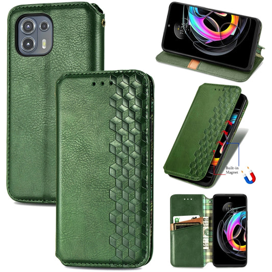 For Motorola Edge 20 Lite Cubic Grid Pressed Horizontal Flip Magnetic PU Leather Case with Holder & Card Slots & Wallet(Green) by buy2fix