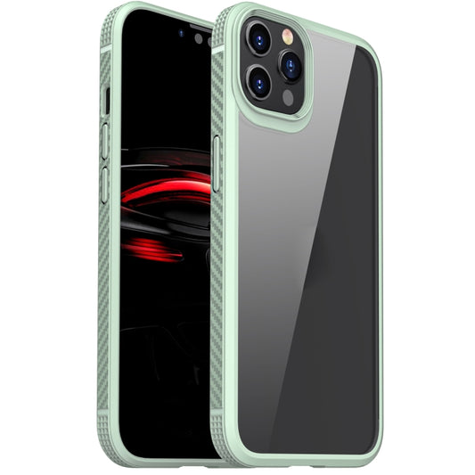 For iPhone 12 / 12 Pro MG Series Carbon Fiber TPU + Clear PC Four-corner Airbag Shockproof Case(Green) by buy2fix
