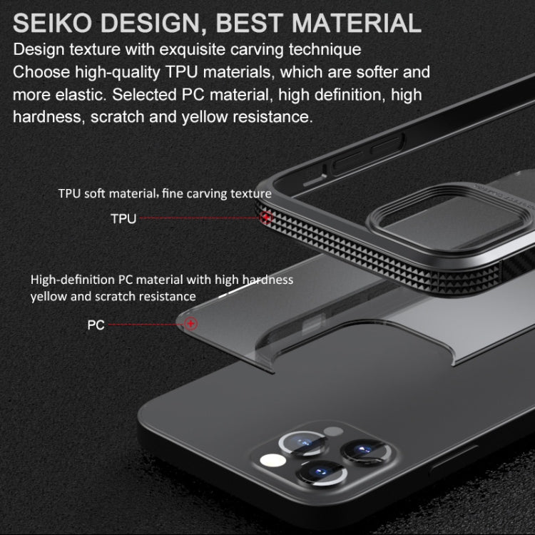 For iPhone 12 / 12 Pro MG Series Carbon Fiber TPU + Clear PC Four-corner Airbag Shockproof Case(White) by buy2fix