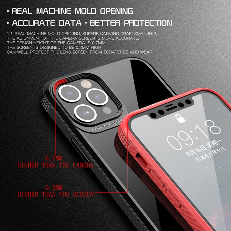 For iPhone 12 / 12 Pro MG Series Carbon Fiber TPU + Clear PC Four-corner Airbag Shockproof Case(White) by buy2fix