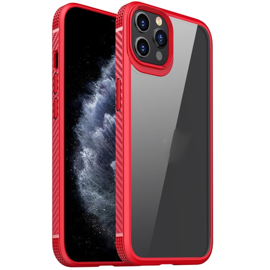 For iPhone 11 Pro MG Series Carbon Fiber TPU + Clear PC Four-corner Airbag Shockproof Case (Red) by buy2fix