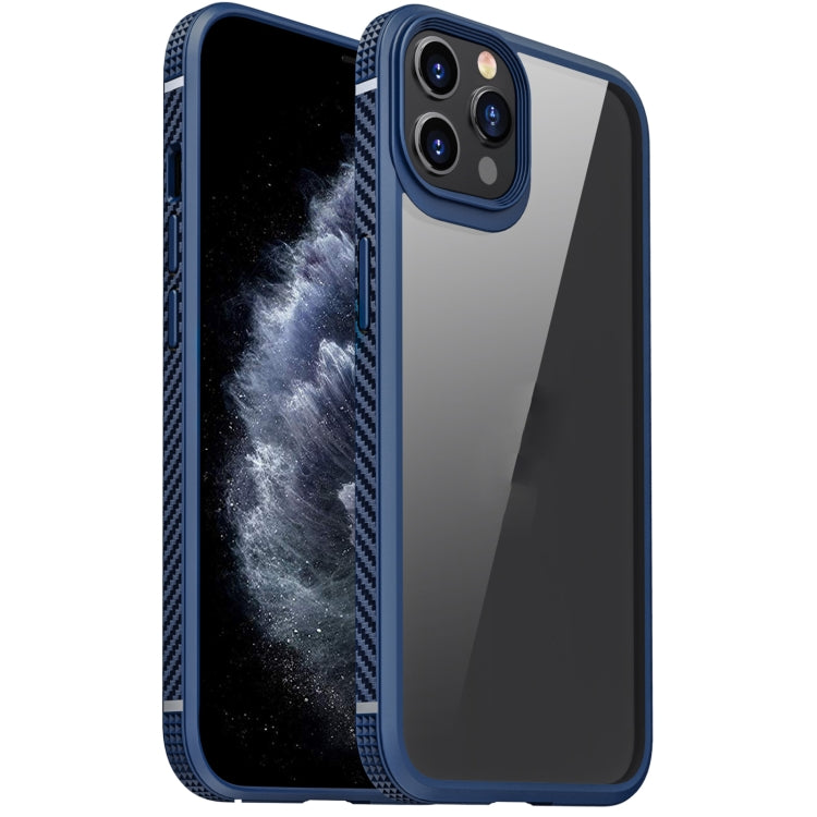For iPhone 11 Pro MG Series Carbon Fiber TPU + Clear PC Four-corner Airbag Shockproof Case (Blue) by buy2fix
