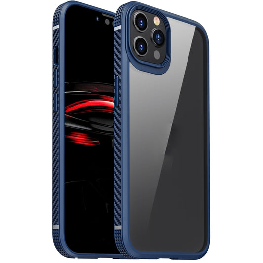 For iPhone 11 Pro Max MG Series Carbon Fiber TPU + Clear PC Four-corner Airbag Shockproof Case (Blue) by buy2fix