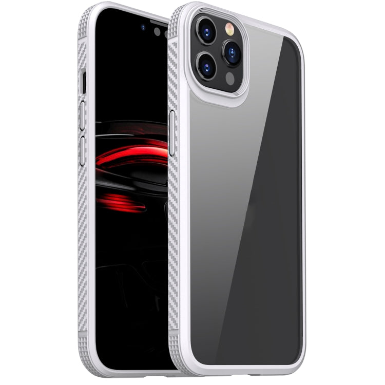 For iPhone 11 Pro Max MG Series Carbon Fiber TPU + Clear PC Four-corner Airbag Shockproof Case (White) by buy2fix
