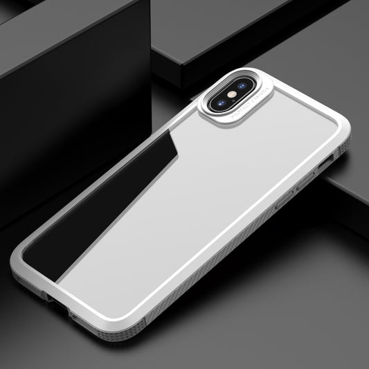 For iPhone X / XS MG Series Carbon Fiber TPU + Clear PC Four-corner Airbag Shockproof Case(White) by buy2fix