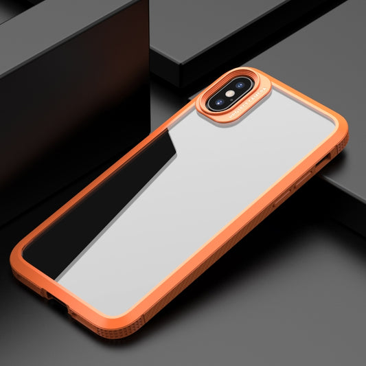 For iPhone X / XS MG Series Carbon Fiber TPU + Clear PC Four-corner Airbag Shockproof Case(Orange) by buy2fix