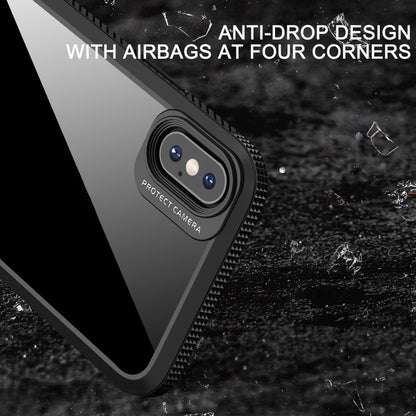 For iPhone XS Max MG Series Carbon Fiber TPU + Clear PC Four-corner Airbag Shockproof Case(Black) by buy2fix