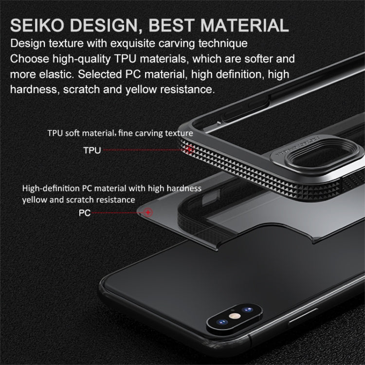 For iPhone XS Max MG Series Carbon Fiber TPU + Clear PC Four-corner Airbag Shockproof Case(Black) by buy2fix