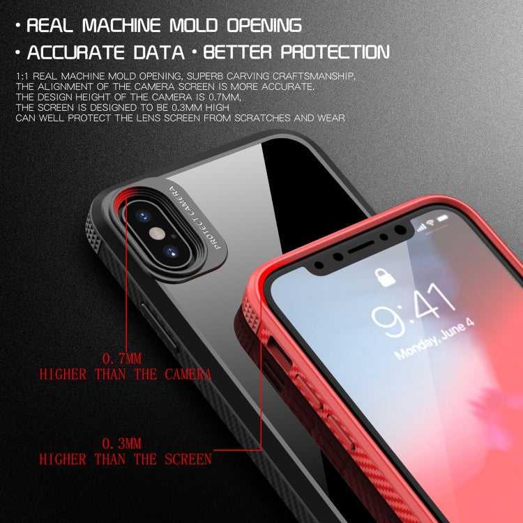 For iPhone XS Max MG Series Carbon Fiber TPU + Clear PC Four-corner Airbag Shockproof Case(Blue) by buy2fix