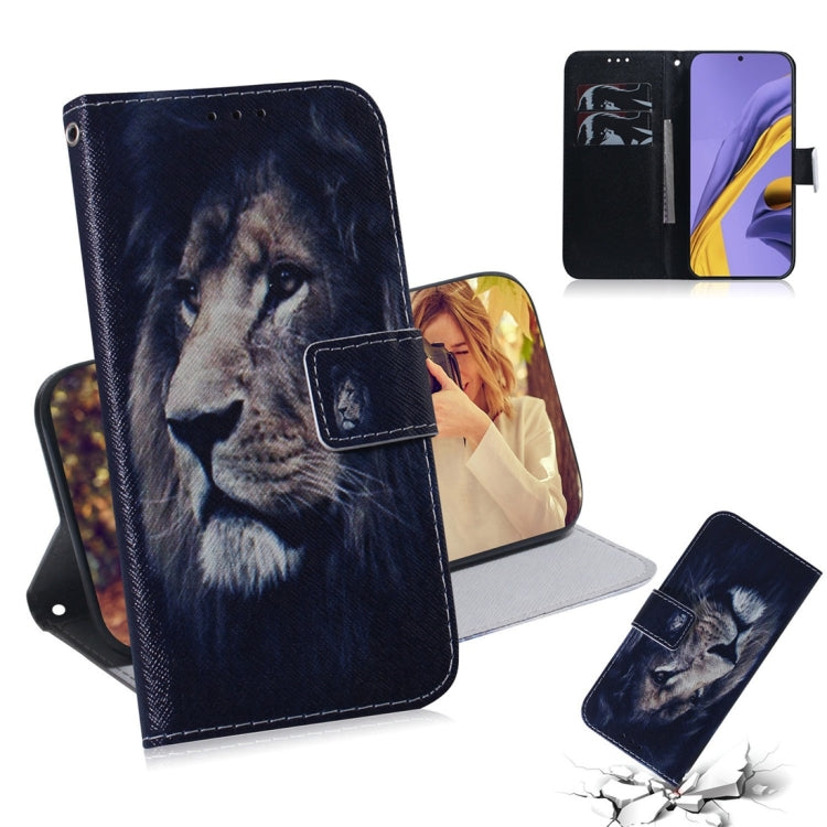 For Galaxy A51 Coloured Drawing Horizontal Flip Leather Case, with Holder & Card Slots & Wallet(Lion) by buy2fix