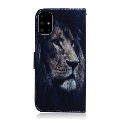 For Galaxy A51 Coloured Drawing Horizontal Flip Leather Case, with Holder & Card Slots & Wallet(Lion) by buy2fix