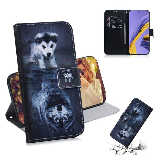 For Galaxy A51 Coloured Drawing Horizontal Flip Leather Case, with Holder & Card Slots & Wallet(Wolf and Dog)