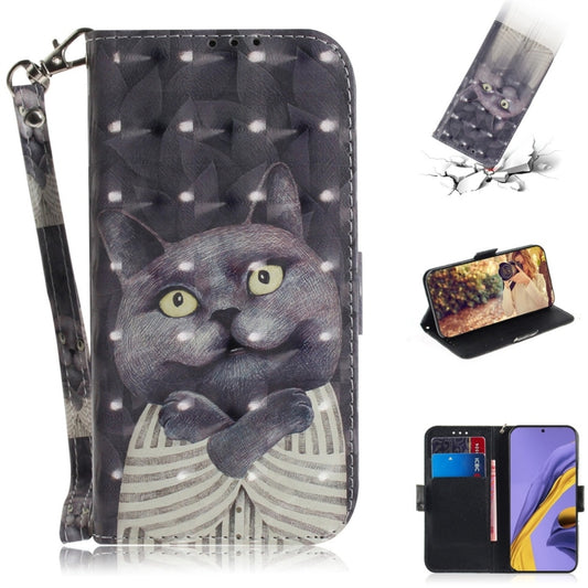For Galaxy A51 3D Painting Pattern Coloured Drawing Horizontal Flip Leather Case with Holder & Card Slots & Wallet(Hug Cat) by buy2fix