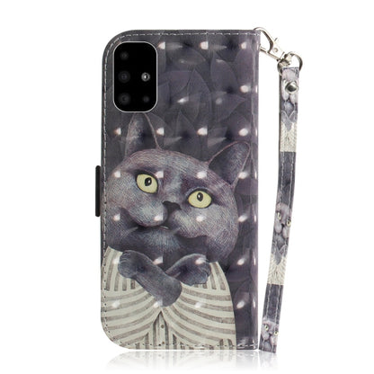 For Galaxy A51 3D Painting Pattern Coloured Drawing Horizontal Flip Leather Case with Holder & Card Slots & Wallet(Hug Cat) by buy2fix