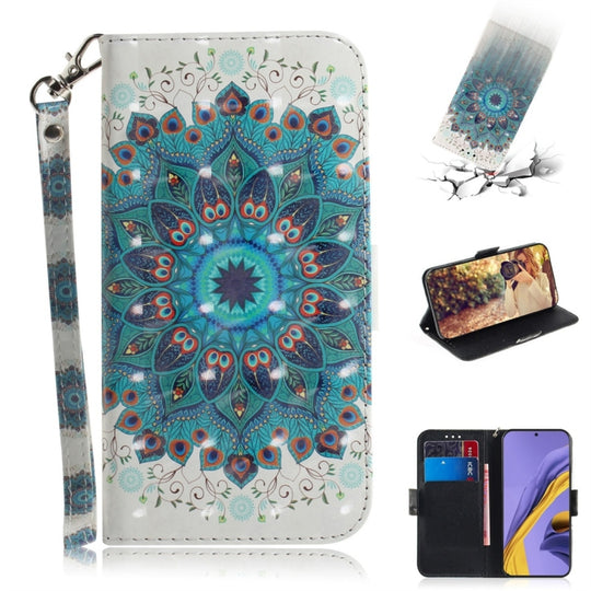 For Galaxy A51 3D Painting Pattern Coloured Drawing Horizontal Flip Leather Case with Holder & Card Slots & Wallet(Paecock)