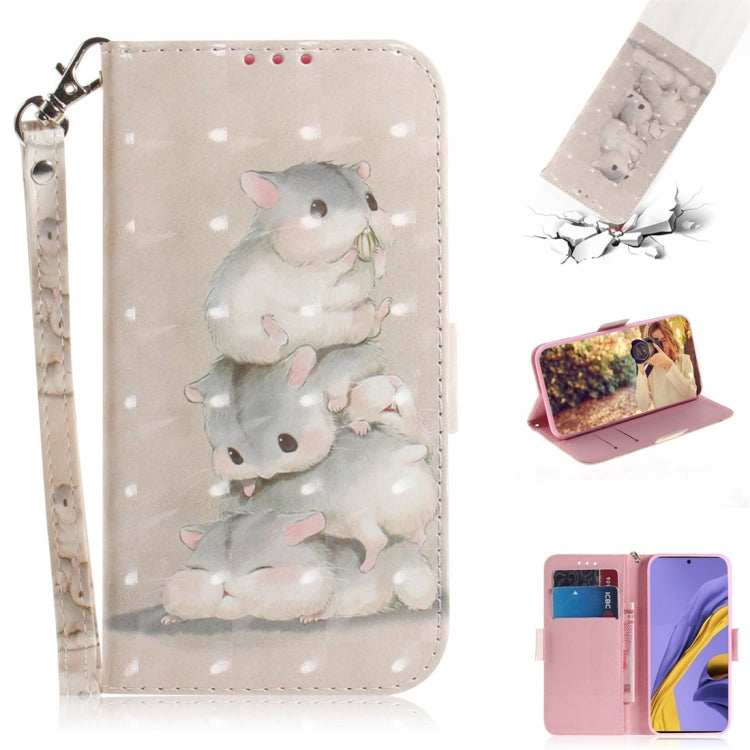 For Galaxy A51 3D Painting Pattern Coloured Drawing Horizontal Flip Leather Case with Holder & Card Slots & Wallet(Three Squirrels) by buy2fix