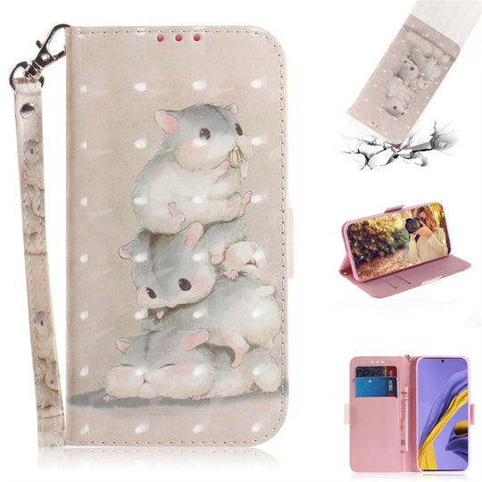 For Galaxy A51 3D Painting Pattern Coloured Drawing Horizontal Flip Leather Case with Holder & Card Slots & Wallet(Three Squirrels)