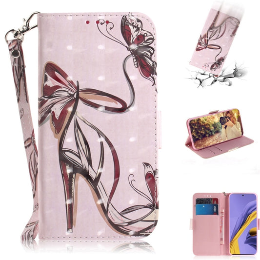For Galaxy A51 3D Painting Pattern Coloured Drawing Horizontal Flip Leather Case with Holder & Card Slots & Wallet(Butterfly High Heel) by buy2fix
