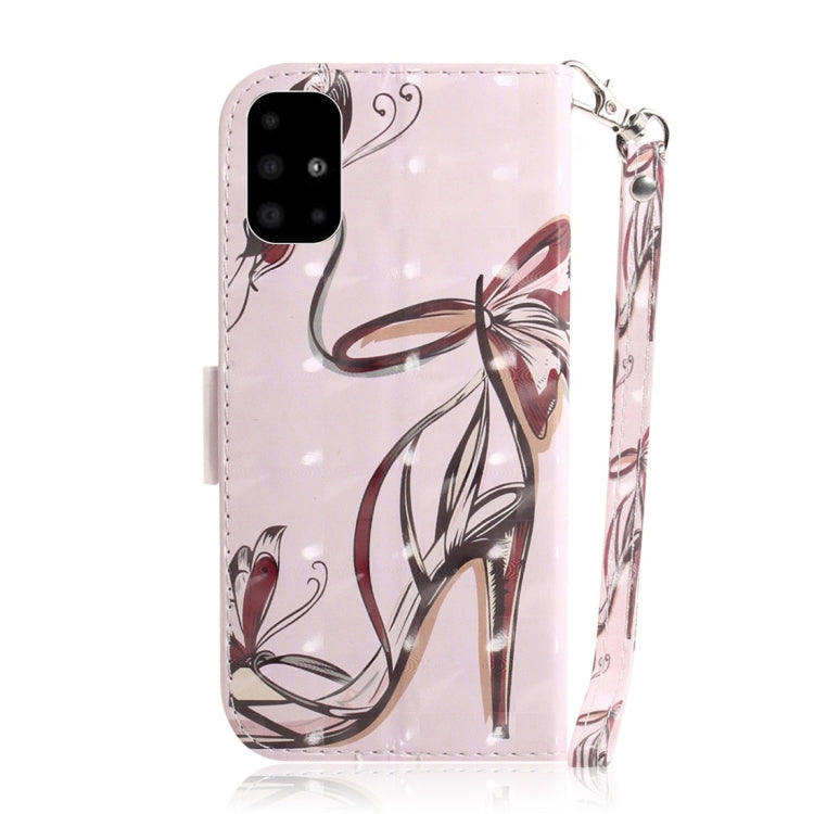 For Galaxy A51 3D Painting Pattern Coloured Drawing Horizontal Flip Leather Case with Holder & Card Slots & Wallet(Butterfly High Heel) by buy2fix