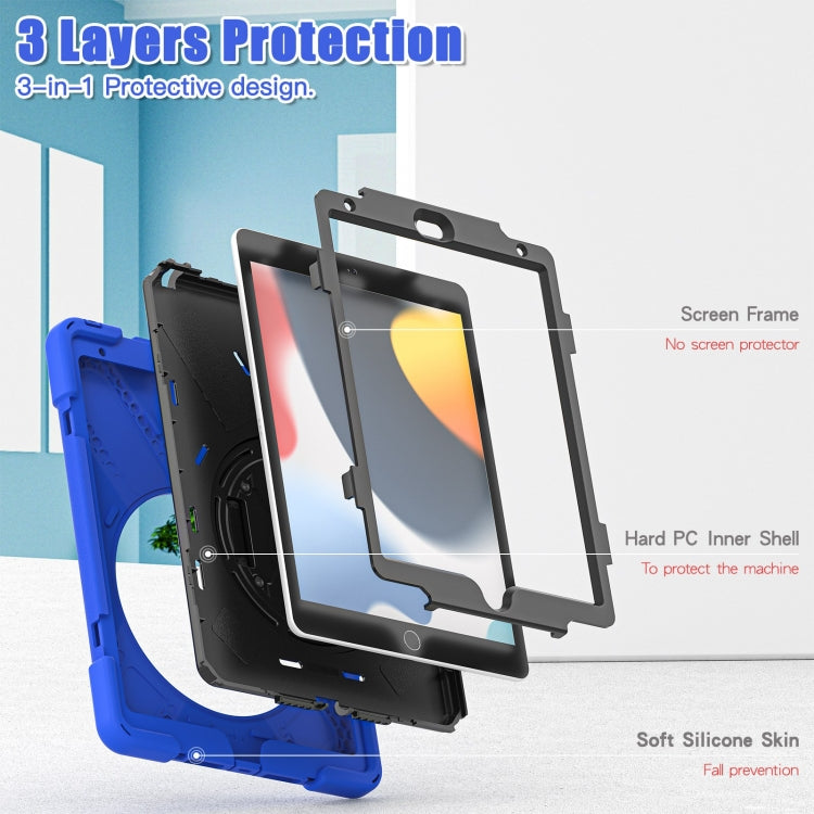 For iPad 10.2 2021 / 2020 / 2019 Silicone + PC Protective Case with Holder & Shoulder Strap(Blue) - iPad 10.2 Cases by buy2fix | Online Shopping UK | buy2fix