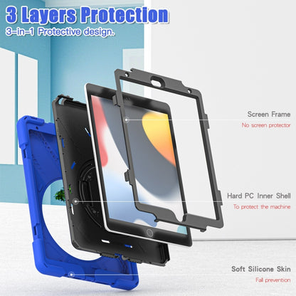 For iPad 10.2 2021 / 2020 / 2019 Silicone + PC Protective Case with Holder & Shoulder Strap(Blue) - iPad 10.2 Cases by buy2fix | Online Shopping UK | buy2fix