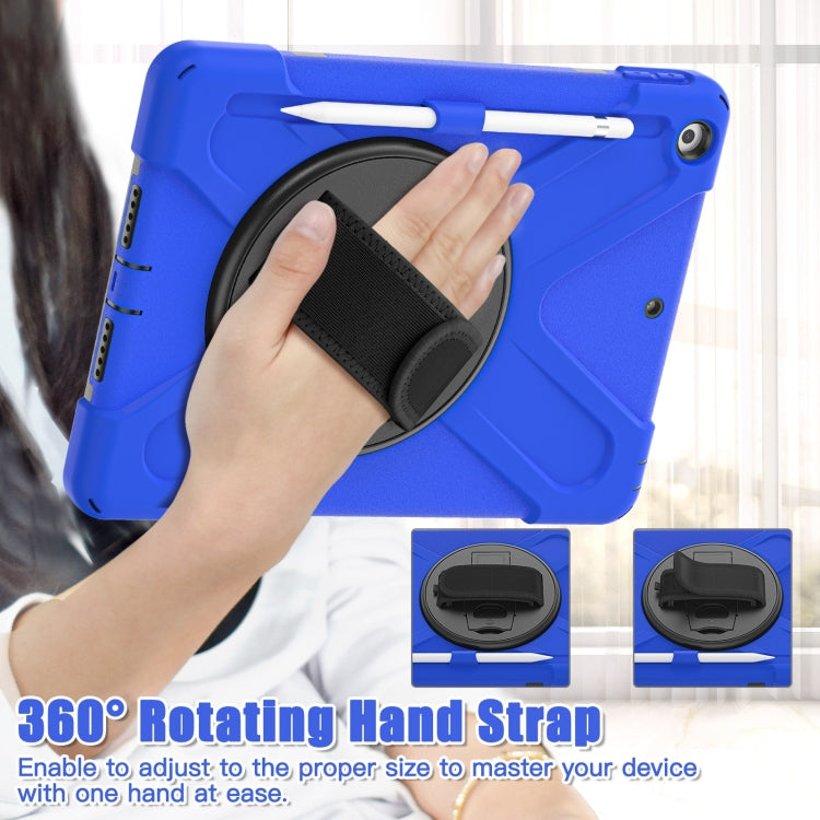 For iPad 10.2 2021 / 2020 / 2019 Silicone + PC Protective Case with Holder & Shoulder Strap(Blue) - iPad 10.2 Cases by buy2fix | Online Shopping UK | buy2fix
